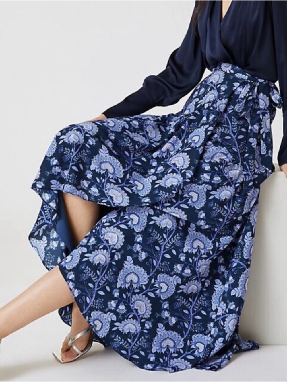 Anthropologie Hutch  Floral Tiered Maxi Wrap Skirt  size S